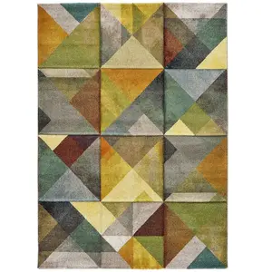 Atticgo Tapis géométrique multicolore 140x200 cm pas cher