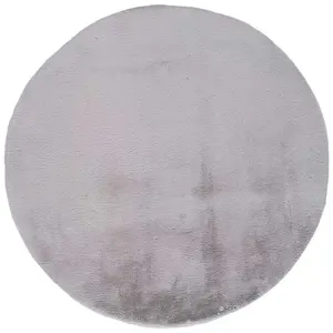 Tapis intérieur argent rond diam.120 cm FOX shaggy uni - ATTICGO pas cher