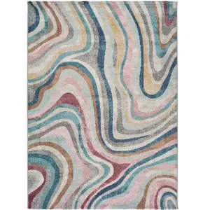 MOMA Tapis intérieur multicolore rectangulaire abstrait PARMA 200 x 290 cm pas cher
