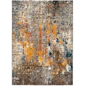 MOMA Tapis abstrait multicolore 60 x 120 cm pas cher
