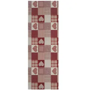 Atticgo Tapis de cuisine patchwork rouge 48x200 cm pas cher