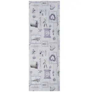 Atticgo Tapis de cuisine dessins de plantes lilas 48x200 cm pas cher