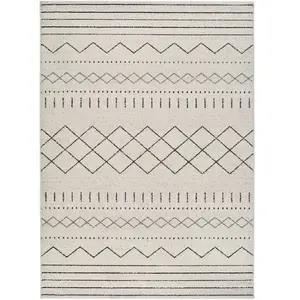 Tapis intérieur ATTICGO blanc rectangulaire éthnique 200x290 cm AKKA pas cher