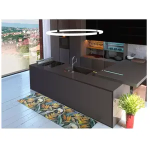 ATTICGO Tapis de cuisine feuilles RICCI jaune/bleu/vert 52x200 cm pas cher