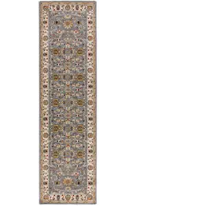 Atticgo Tapis de couloir classique argent 67x250 cm pas cher