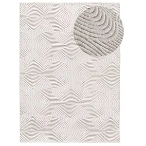 Atticgo Tapis avec des textures neutres en blanc,  160x230 cm ESTILO pas cher