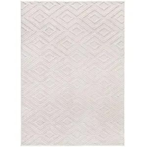Atticgo Tapis avec des textures neutres en blanc, 60x110 cm pas cher
