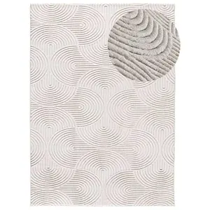ATTICGO Tapis lavable géométrique à relief ESTILO blanc 80x150 cm pas cher