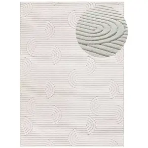 MOMA Tapis intérieur crème rectangulaire géometrique avec relief ESTILO 60 x 110 cm pas cher