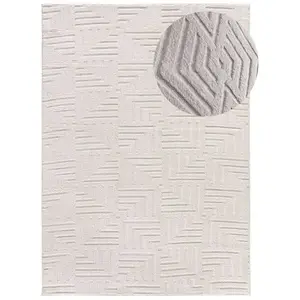 MOMA Atticgo - Tapis géometrique avec relief lavable estilo 70 Crème 120x170 cm pas cher