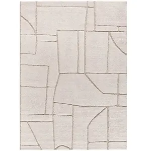 MOMA Tapis intérieur blanc rectangulaire scandinave avec relief DIENA 120 x 170 cm pas cher