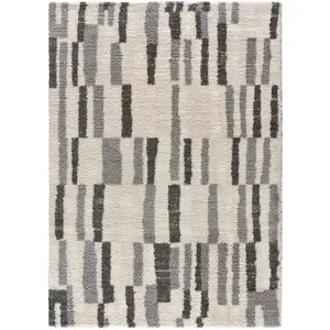Atticgo Tapis shaggy aux textures mélangées argent, 80x150 cm pas cher