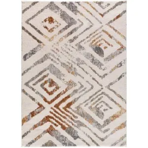 Atticgo Tapis ethnique blanc/rouille/gris 140x200 cm pas cher