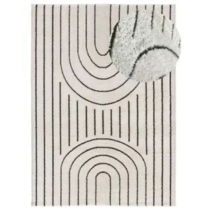 MOMA Tapis intérieur blanc rectangulaire géométrique BLANCHE 140 x 200 cm pas cher
