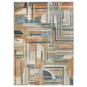 MOMA Tapis intérieur multicolore rectangulaire géométrique BLEIK 135 x 195 cm pas cher