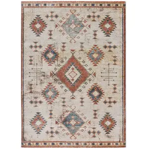 MOMA Tapis style ethnique à poils courts dans les tons rouillés, 120x170 cm pas cher