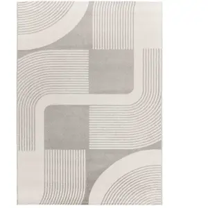 ATTICGO Tapis géométrique avec relief intérieur argent, 200 x 290 cm FLORA pas cher