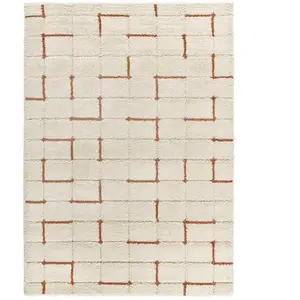 ATTICGO Tapis shaggy géométrique intérieur blanc, 200 x 290 cm BRENDA pas cher