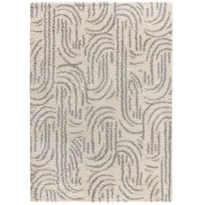 Atticgo Tapis shaggy de style scandinave en gris et beige, 133x190 cm pas cher