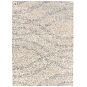 Atticgo Tapis shaggy de style scandinave en tons gris, 133x190 cm pas cher