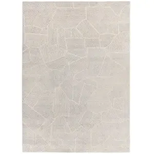 Atticgo Tapis abstrait à poils courts en tons gris et crème, 200x290 cm