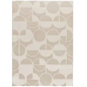 Atticgo Tapis géométrique à poils courts avec relief en beige, 133x190 cm pas cher