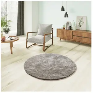 ATTICGO Tapis shaggy uni intérieur pierre, diam.120 cm ROMA pas cher