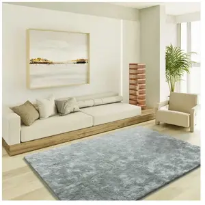 ATTICGO Tapis shaggy uni intérieur argent, 160 x 230 cm ROMA pas cher