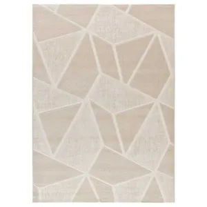 Atticgo Tapis à relief géométrique blanc/crème 80x150 cm pas cher