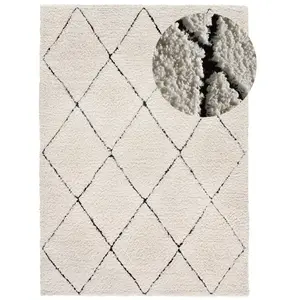 MOMA Tapis intérieur ATTICGO crème rectangulaire shaggy 200x290 cm ATESA pas cher