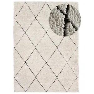 MOMA Tapis intérieur ATTICGO crème rectangulaire shaggy 120x170 cm ATESA pas cher