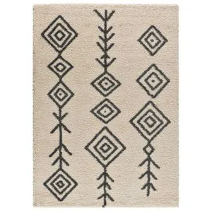 MOMA Tapis intérieur blanc rectangulaire shaggy ethnique ATLAS 80 x 150 cm pas cher