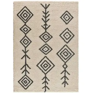 MOMA Tapis intérieur blanc rectangulaire shaggy ethnique ATLAS 160 x 230 cm pas cher