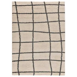 MOMA Tapis intérieur blanc rectangulaire shaggy scandinave ATLAS 133 x 190 cm pas cher