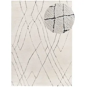 ATTICGO Tapis berbère avec relief intérieur blanc, 80 x 150 cm TURIN pas cher
