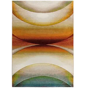 Atticgo Tapis abstrait à poils courts en tons chauds, 120x170 cm pas cher
