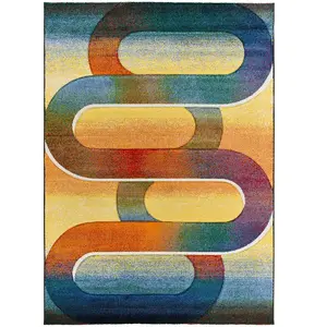 Atticgo Tapis de style moderne à poils courts en couleurs vives, 140x200 cm pas cher