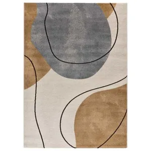 Atticgo Tapis formes organiques beige/gris/marron 80x150 cm pas cher
