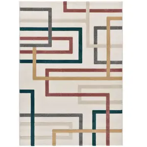 MOMA Tapis avec formes géométriques multicolores en relief, 80x150 cm KARISMA pas cher