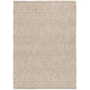 Atticgo Tapis ethnique en coton recyclé à relief beige, 120X170 cm pas cher
