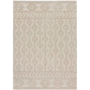 Atticgo Tapis ethnique en coton recyclé à relief beige, 60X90 cm pas cher