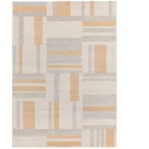 Atticgo Tapis géométrique à poils courts en tons beige et gris, 133x190 cm pas cher
