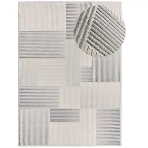 Atticgo Tapis géométrique avec relief intérieur gris, 160 x 230 cm BARESA pas cher
