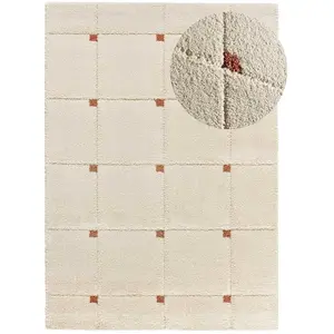 Atticgo Tapis shaggy géométrique intérieur rouille, 133 x 190 cm BRENDA pas cher