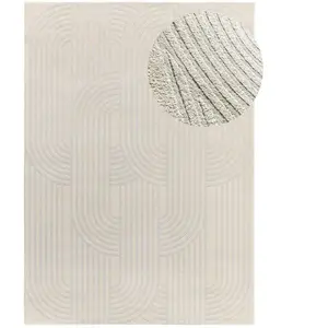 Atticgo Tapis géométrique avec relief intérieur argent, 133 x 190 cm BARESA pas cher