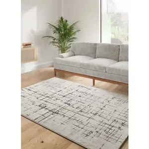 ATTICGO Tapis moderne crème marron 133 x 190 cm 51087 pas cher