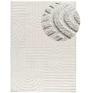 Comparateur de prix : Tapis descente de lit géométrique blanc 64x120 cm