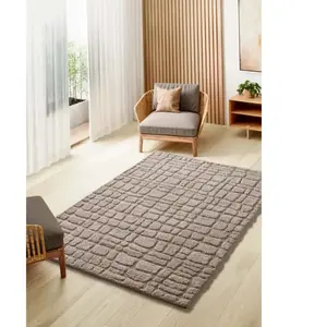 ATTICGO Tapis scandinave avec relief taupe 152 x 235 cm 51022 pas cher