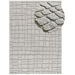 ATTICGO Tapis scandinave avec relief gris 190 x 285 cm 51019 pas cher