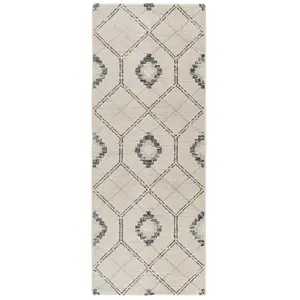 ATTICGO Tapis géométrique bleu blanc 80 x 200 cm 51163 pas cher